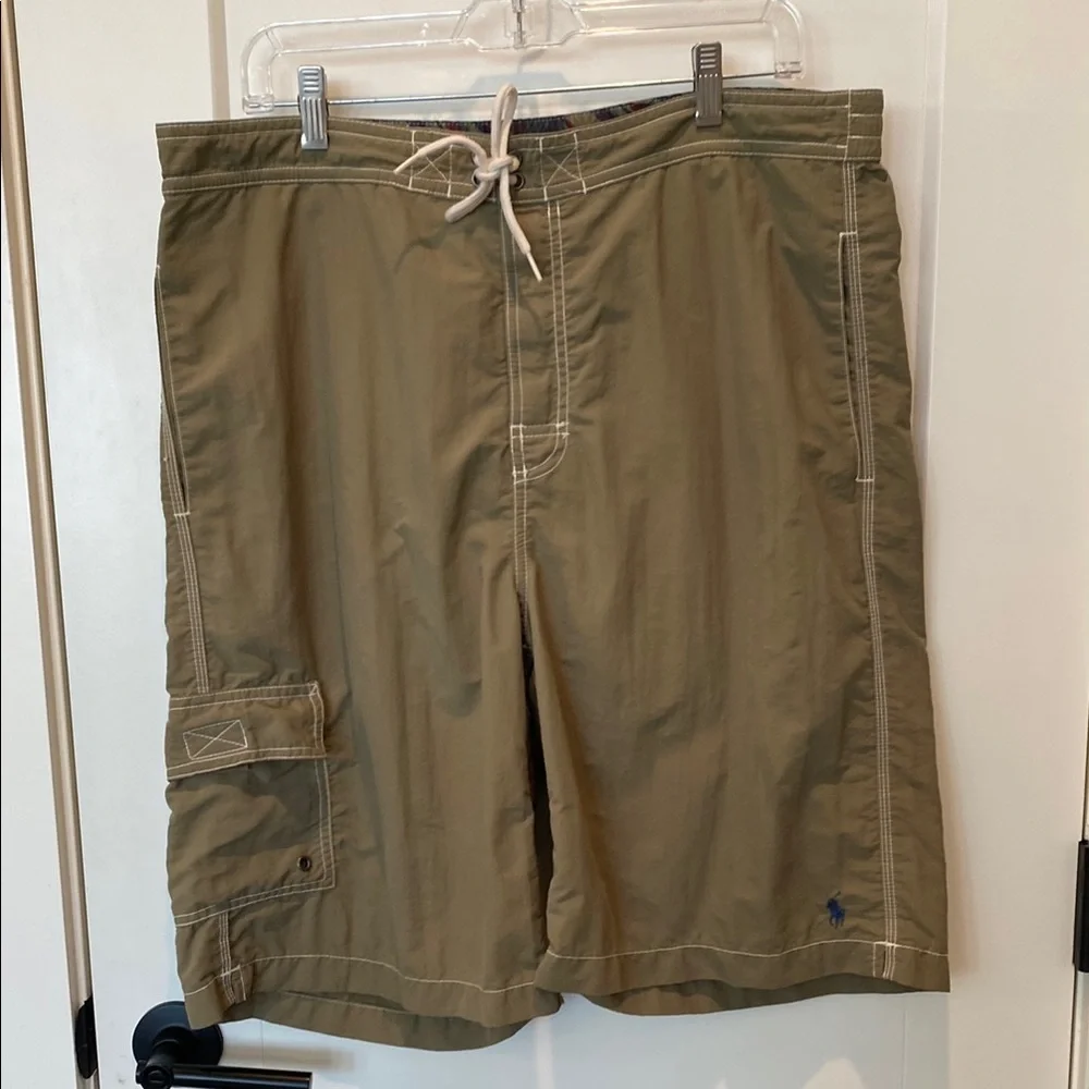 Ralph Lauren Men’s Swim Trunks/Board Shorts.  Large.  Olive Khaki. Inside Lining